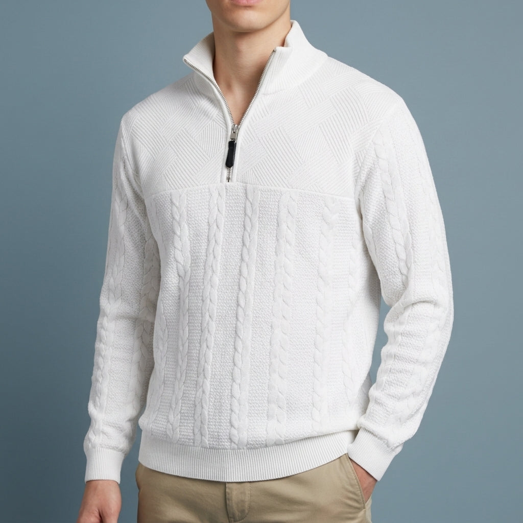Nerja Cable Knit Quarter-Zip Sweatshirt