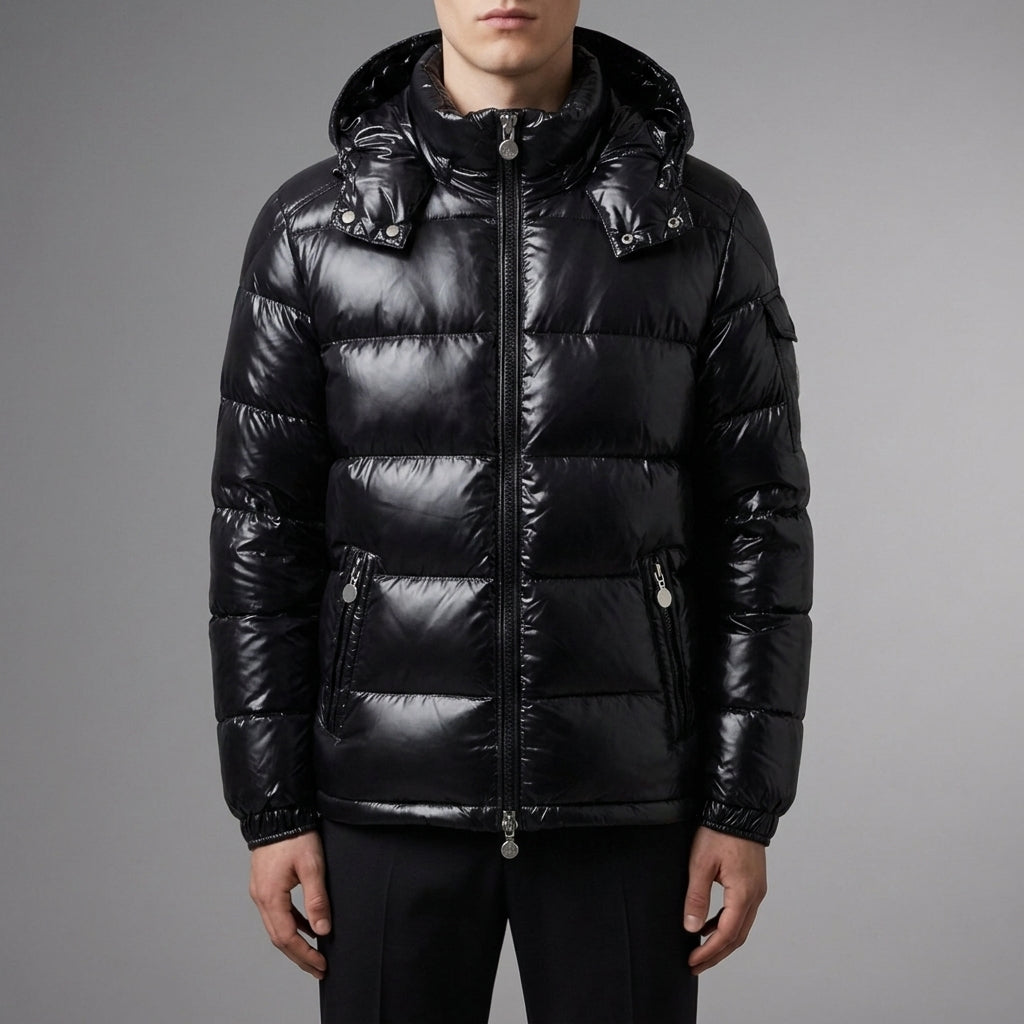 Tarifa Glossy Hooded Puffer Jacket
