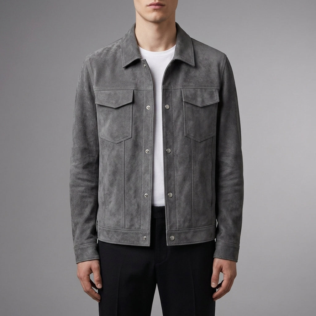 Monsaraz Suede Button-Up Jacket