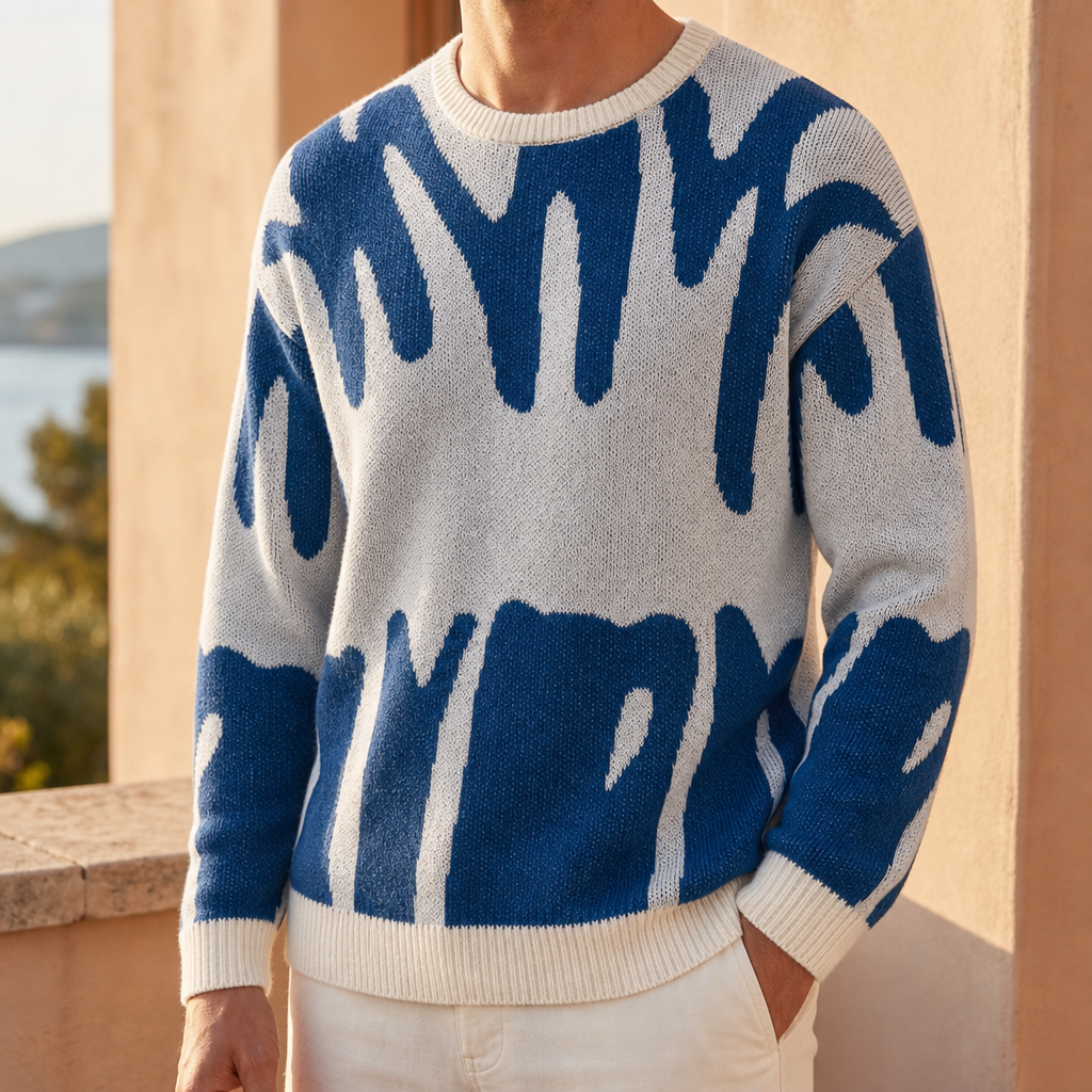 Larnaca Abstract Crewneck Knit Sweater