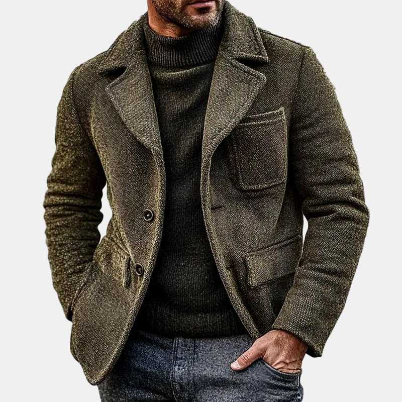 Emiliano - Men's Retro Herringbone Notched Lapel Blazer Jacket