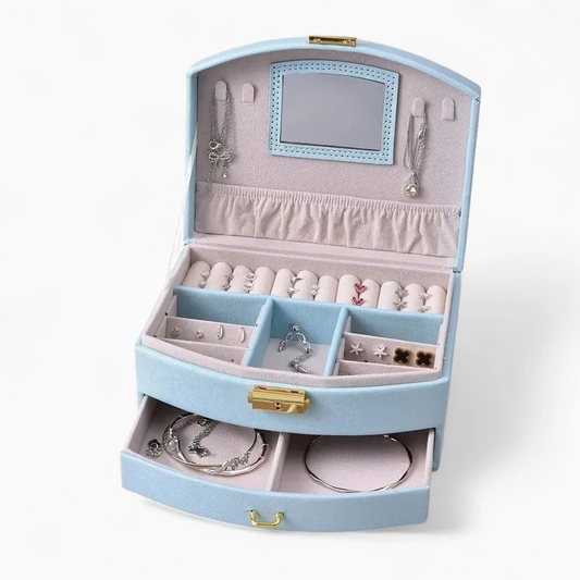 Travel Jewelry Case with Mirror — Secure Organizer