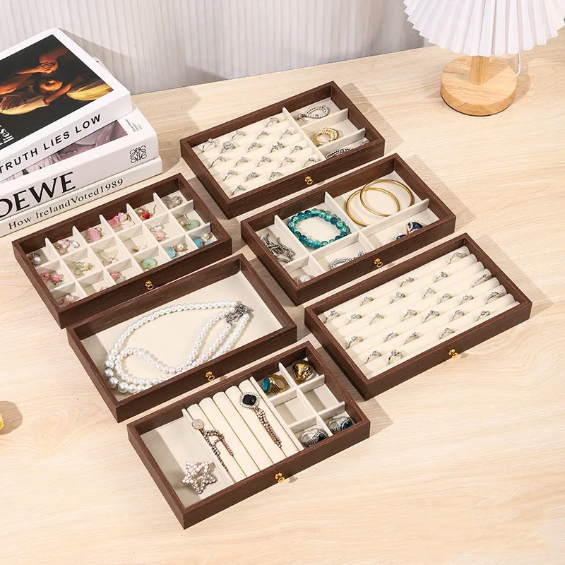 Jewelry Chest — 3 Drawers Dark Wood Clear View