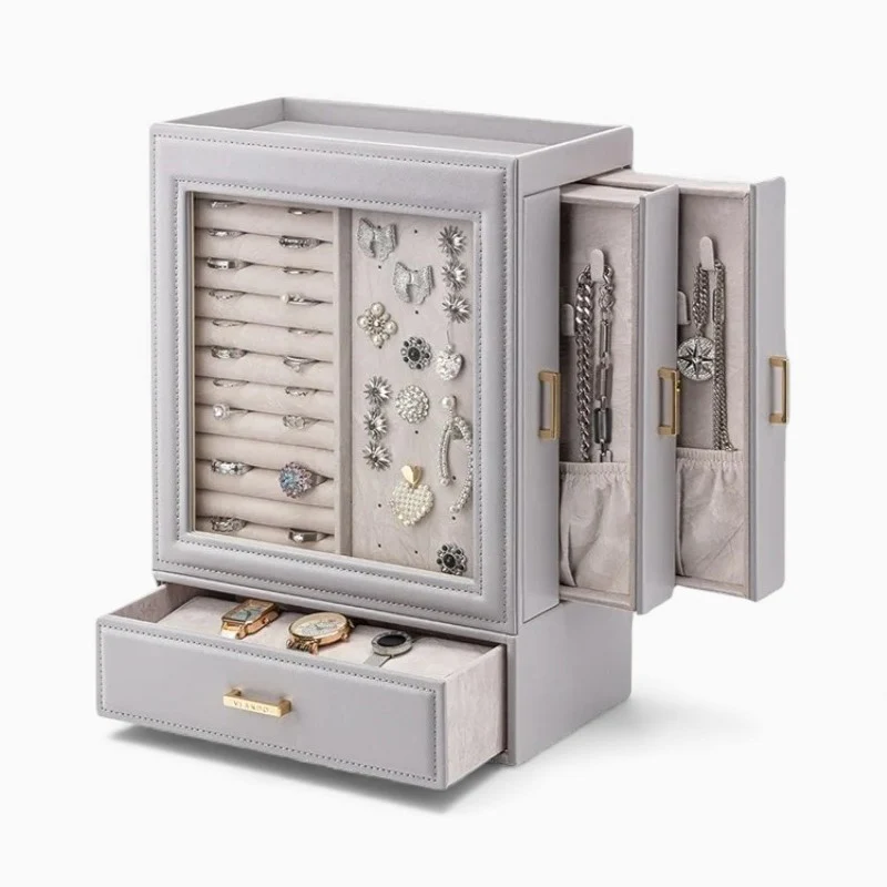 Jewelry Armoire — Vertical PU Leather HD Glass
