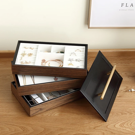 Jewelry Box — Walnut Wood Aesthetic 3-Level