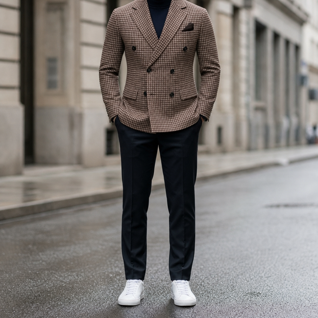 Formentor Double-Breasted Check Blazer
