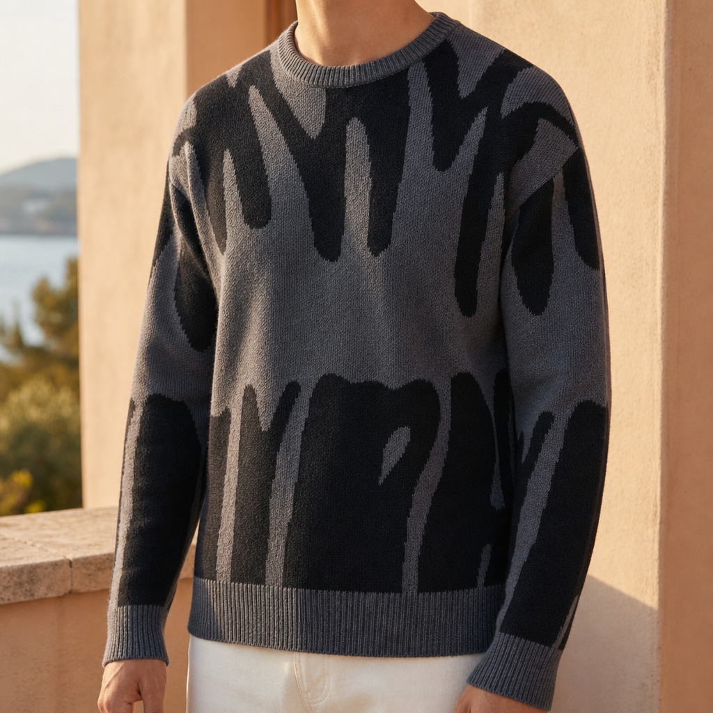 Larnaca Abstract Crewneck Knit Sweater