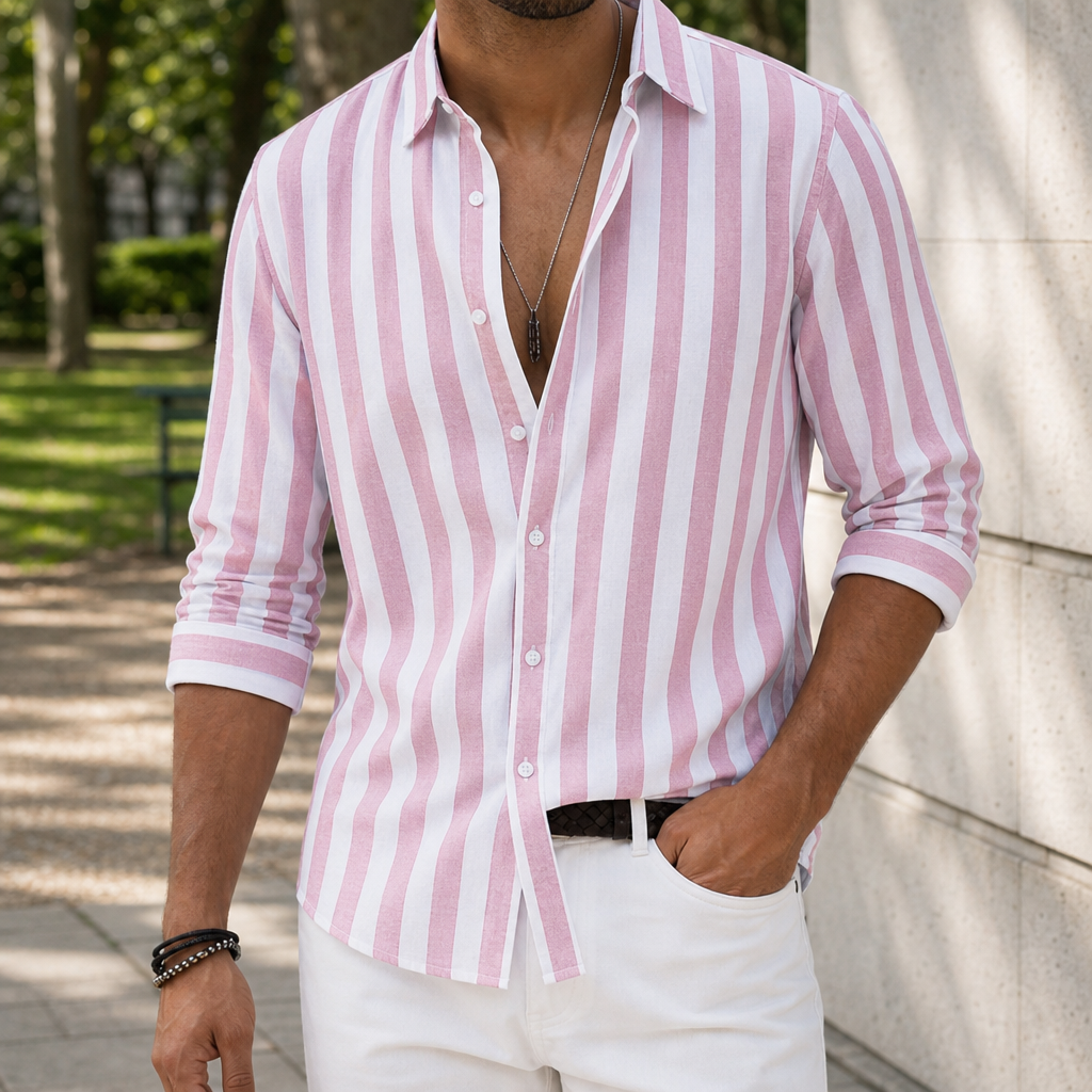Olviera Striped Linen Button-Up