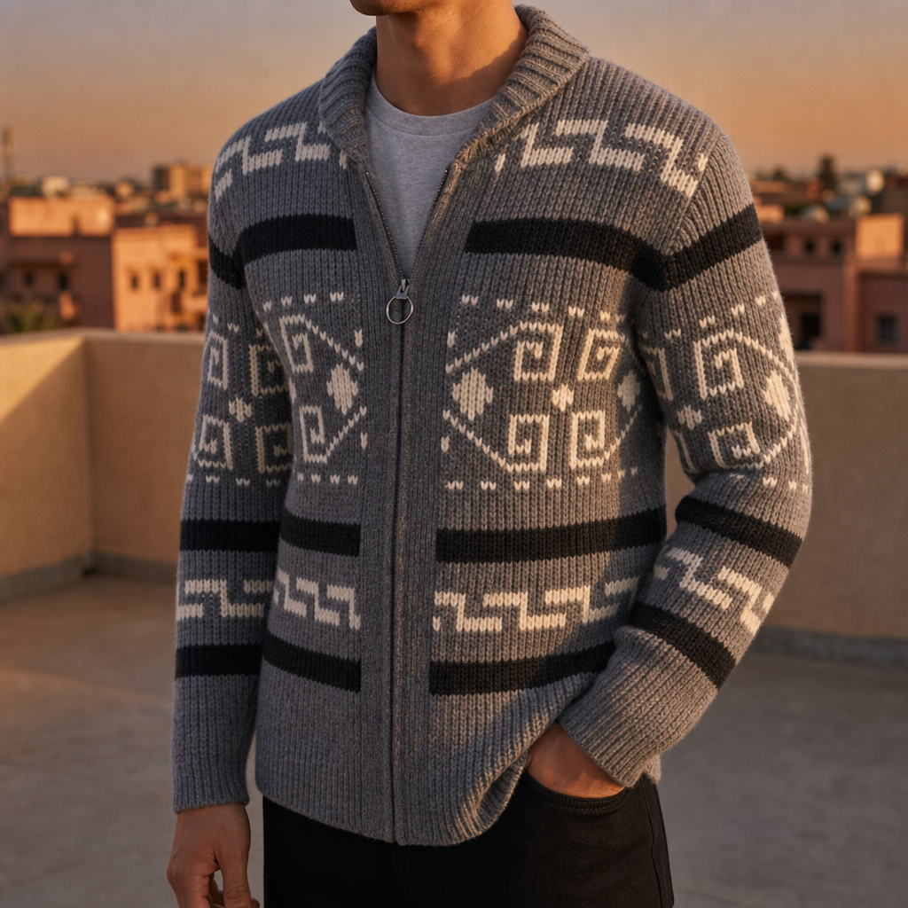 Como Southwestern Zip Cardigan