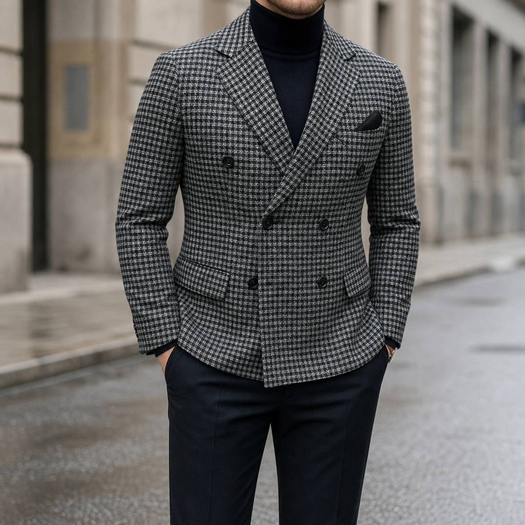 Formentor Double-Breasted Check Blazer