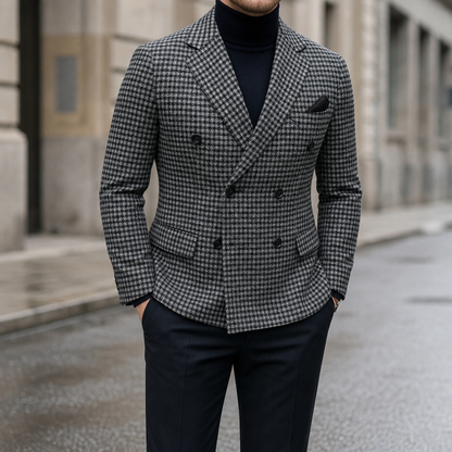 Formentor Double-Breasted Check Blazer