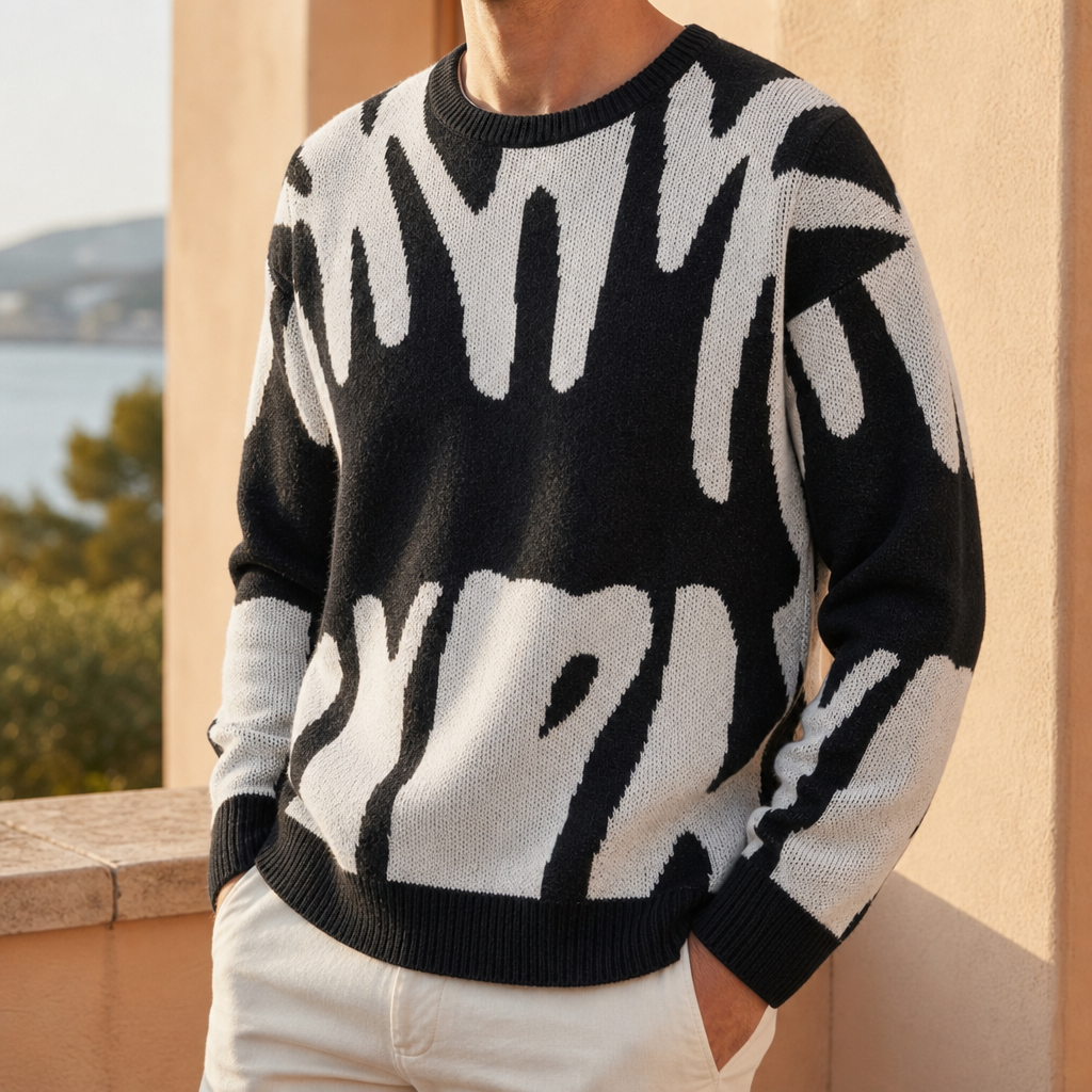 Larnaca Abstract Crewneck Knit Sweater