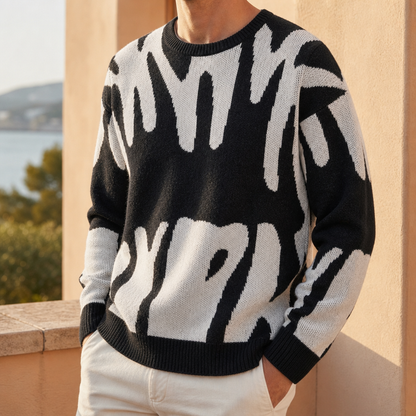 Larnaca Abstract Crewneck Knit Sweater