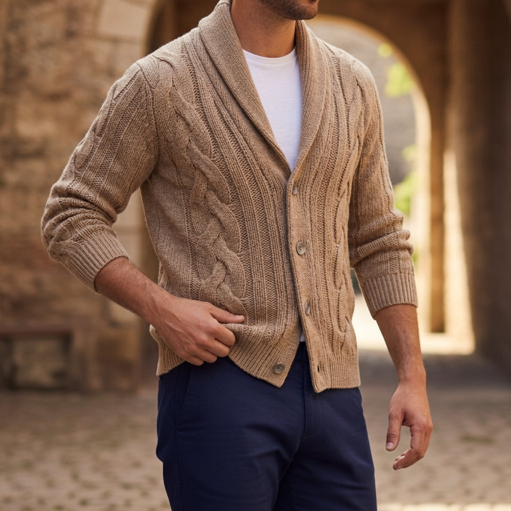 Bennett Knitted Cardigan with Shawl Collar
