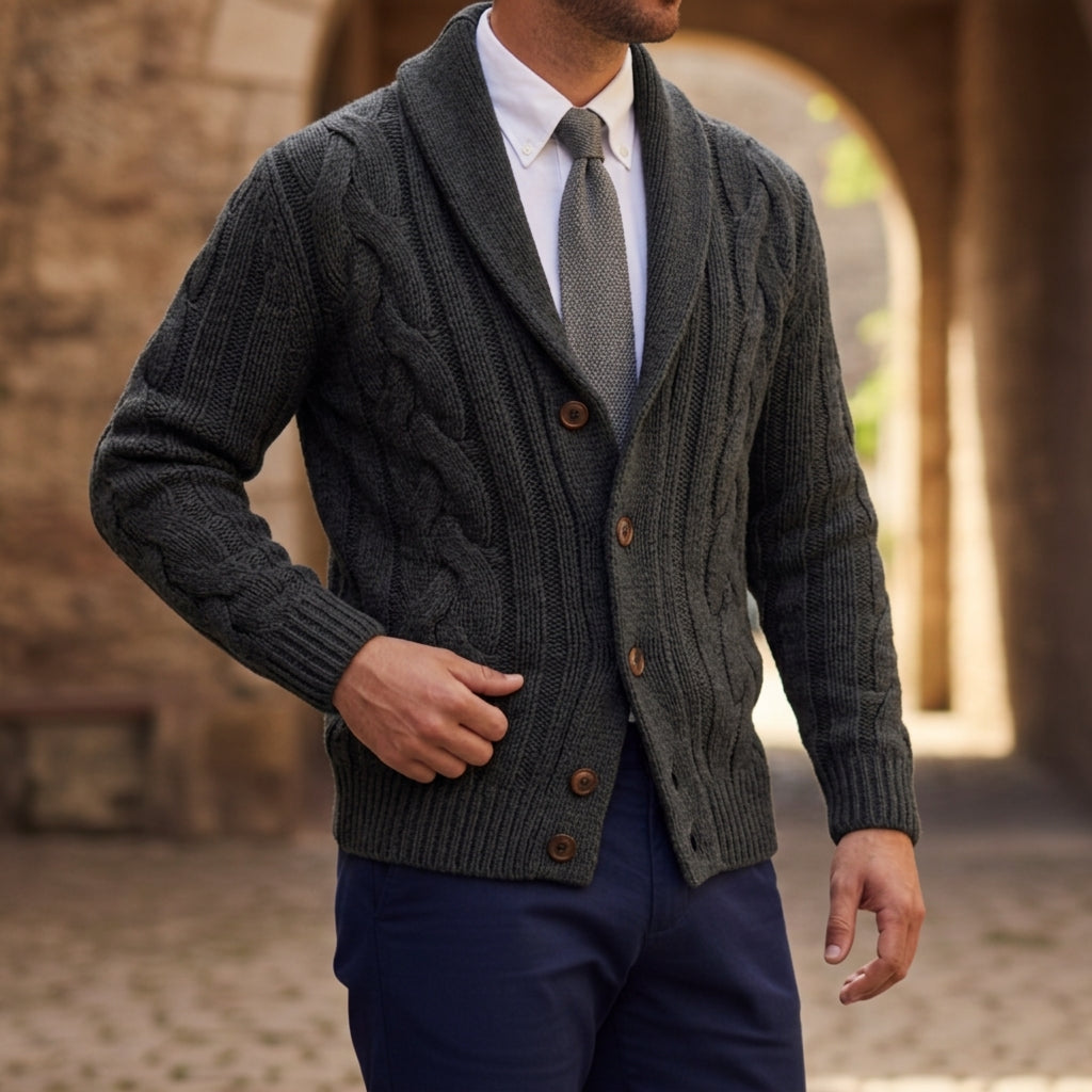 Bennett Knitted Cardigan with Shawl Collar