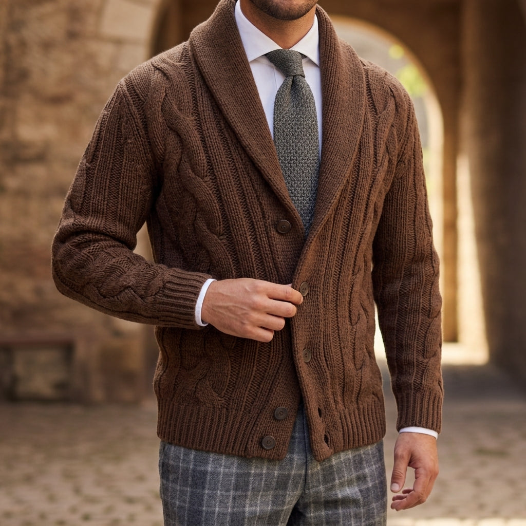 Bennett Knitted Cardigan with Shawl Collar