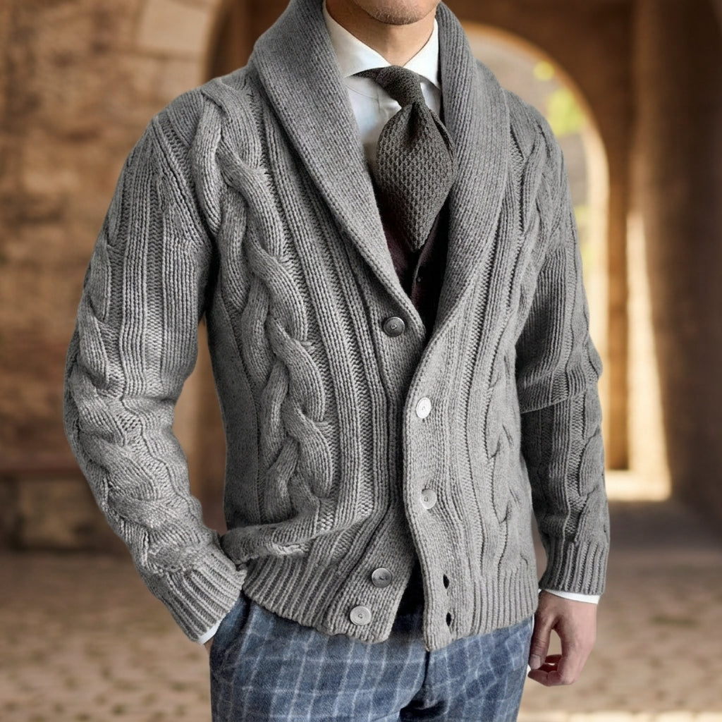 Bennett Knitted Cardigan with Shawl Collar