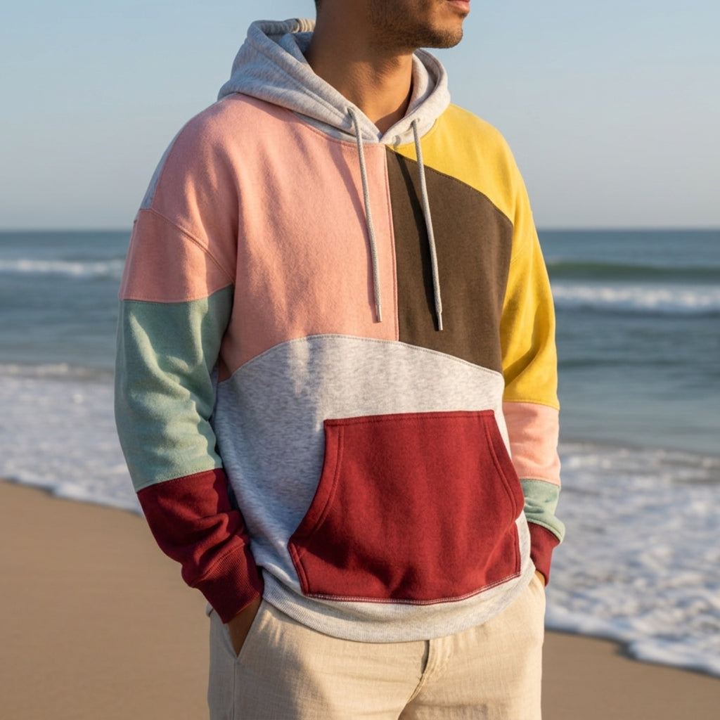 Nisyros Color Block Patchwork Hoodie