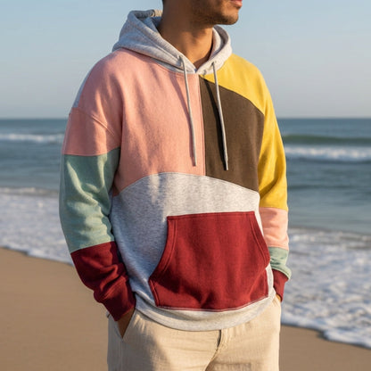 Nisyros Color Block Patchwork Hoodie