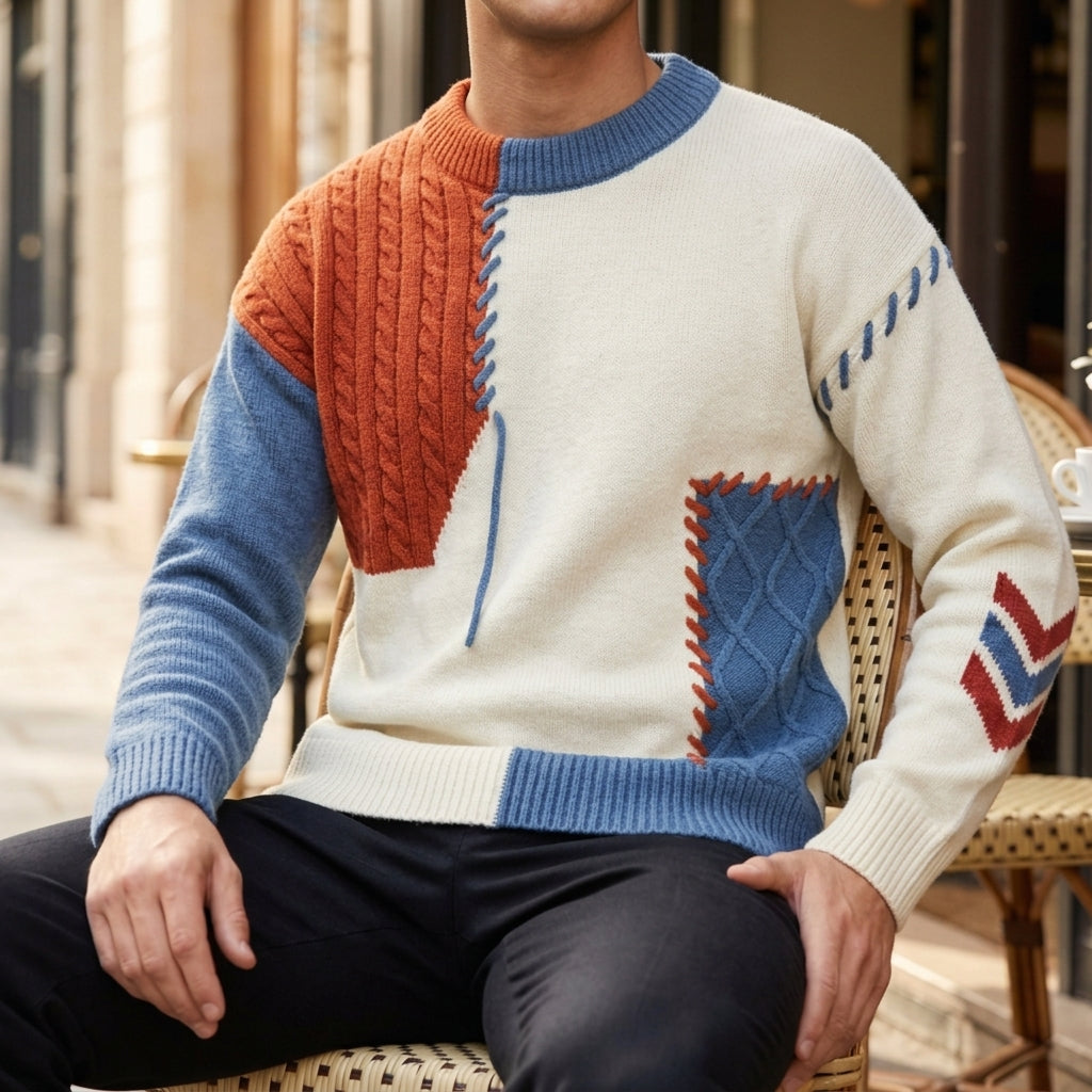 Monsaraz Patchwork Cable Knit Sweater
