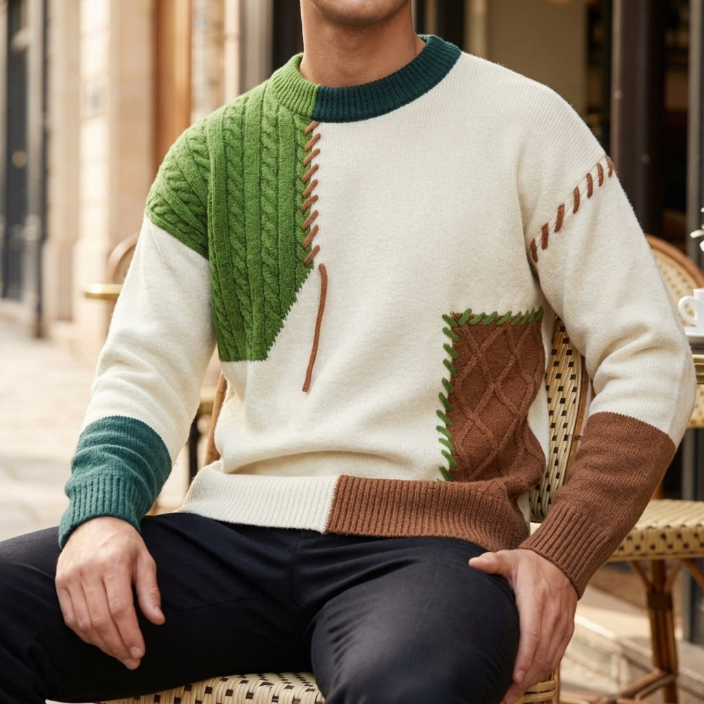Monsaraz Patchwork Cable Knit Sweater