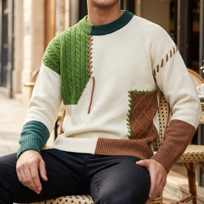 Monsaraz Patchwork Cable Knit Sweater