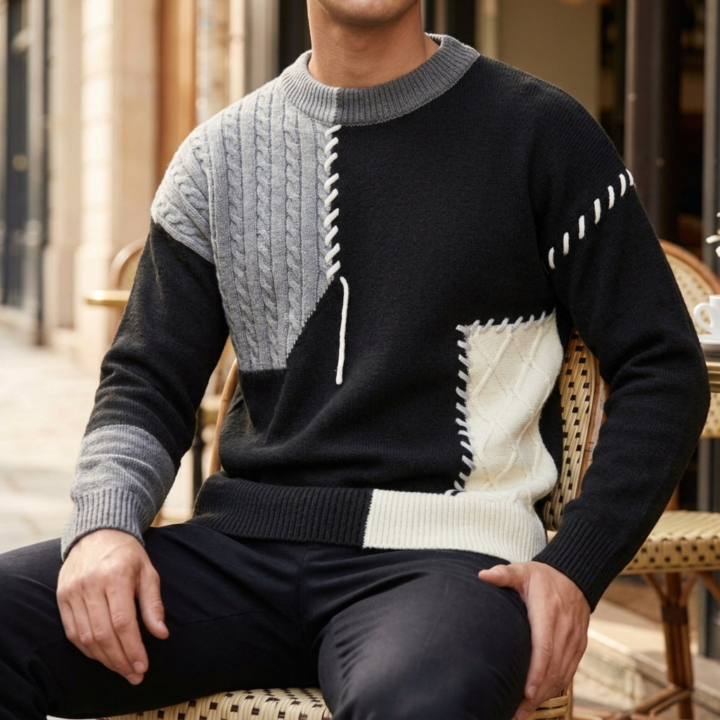 Monsaraz Patchwork Cable Knit Sweater