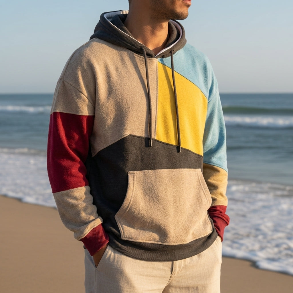 Nisyros Color Block Patchwork Hoodie