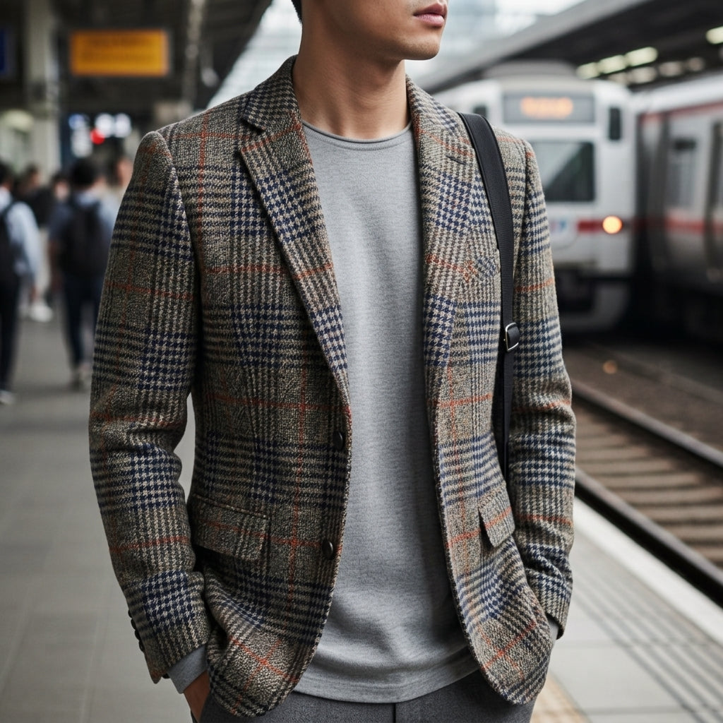 Denia Plaid Houndstooth Blazer