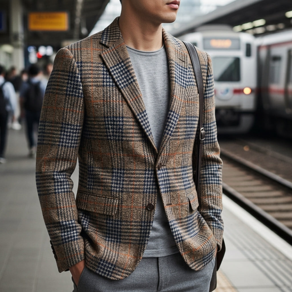 Denia Plaid Houndstooth Blazer