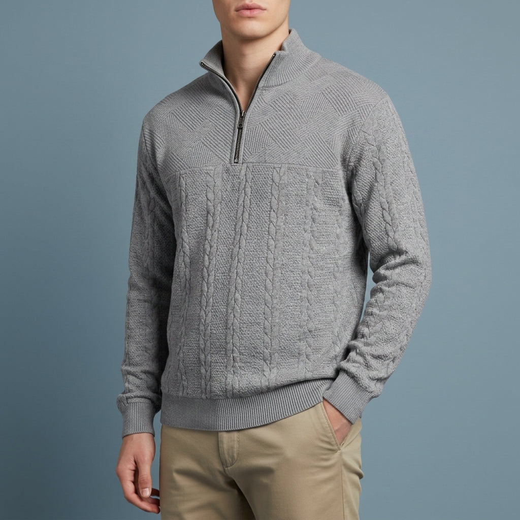 Nerja Cable Knit Quarter-Zip Sweatshirt