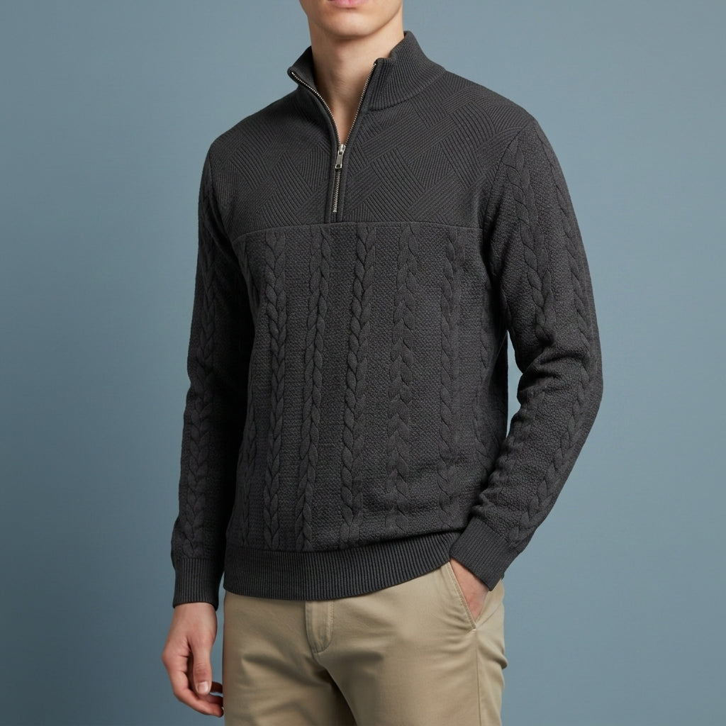 Nerja Cable Knit Quarter-Zip Sweatshirt