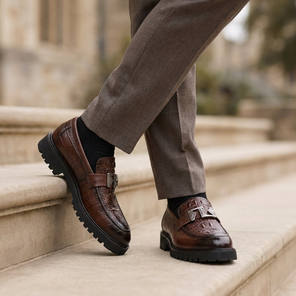 Urbino Croc Texture Loafers