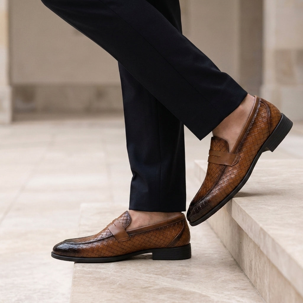 Fiesole Woven Leather Penny Loafers