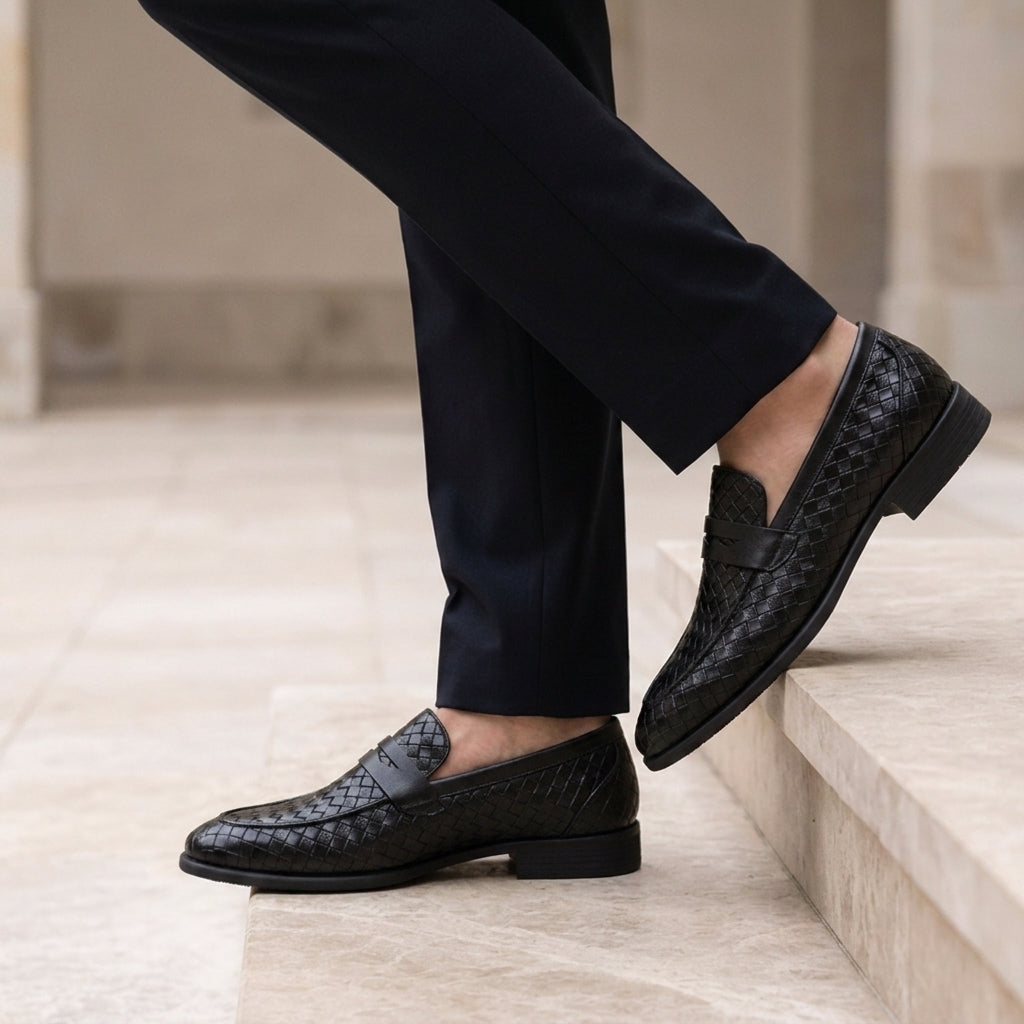 Fiesole Woven Leather Penny Loafers