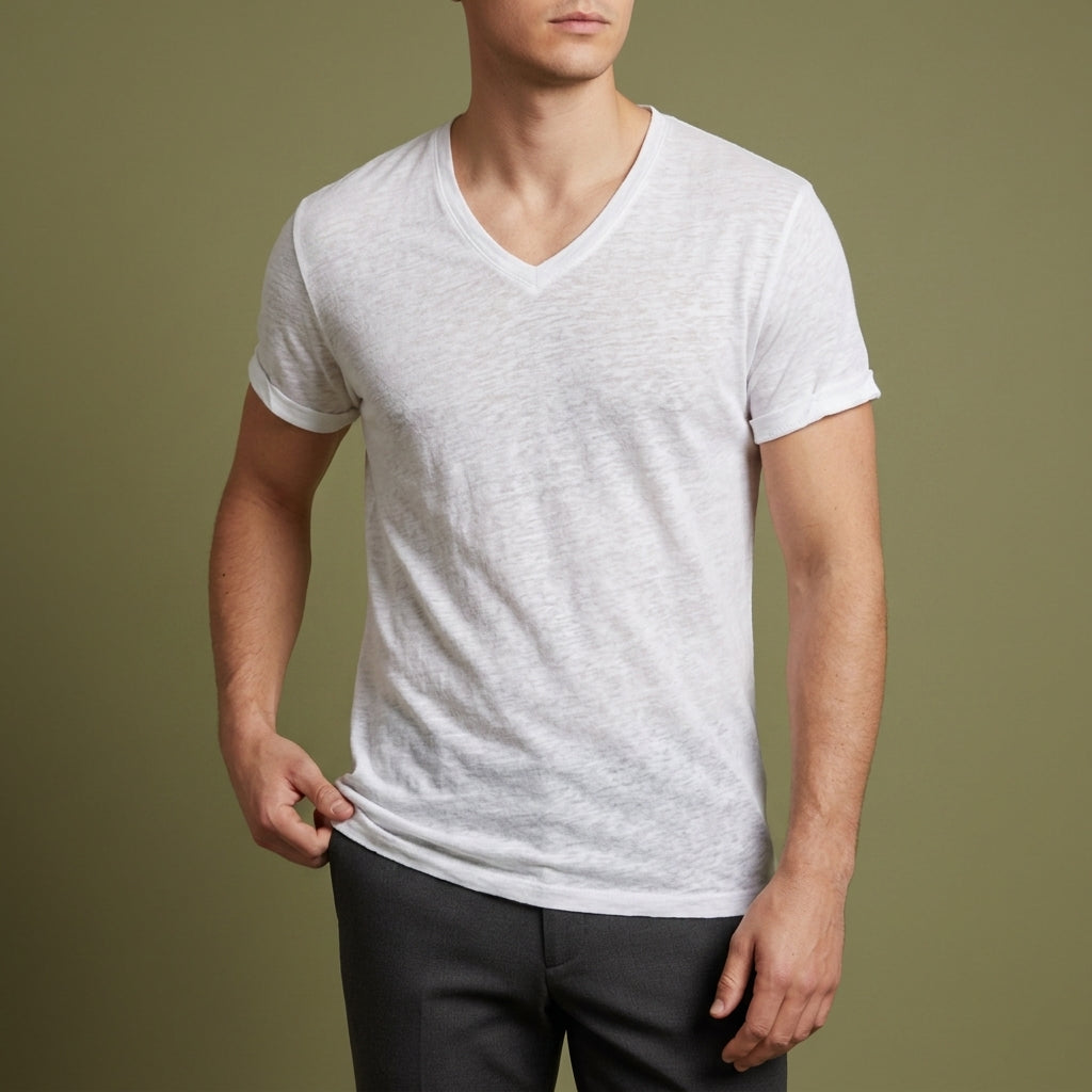 Amarante V-Neck Cotton Tee