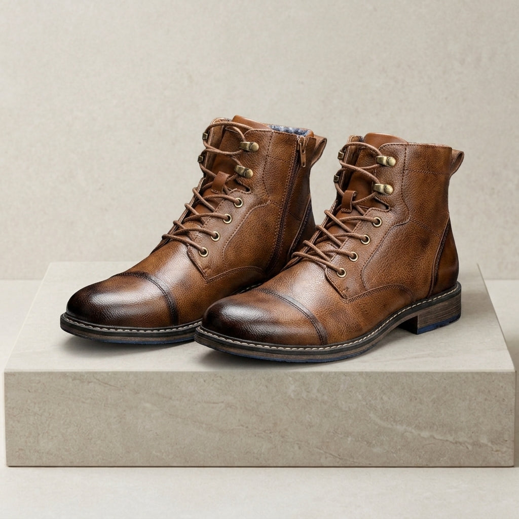 Chianti Cap Toe Leather Boots