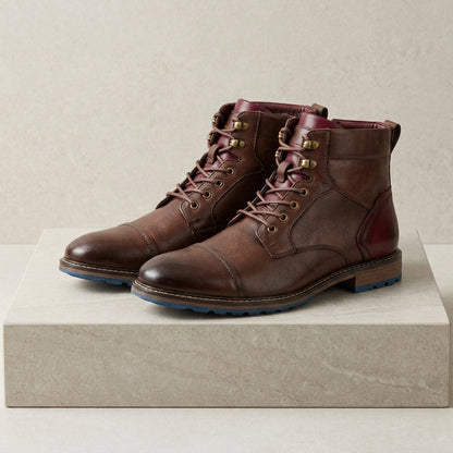 Chianti Cap Toe Leather Boots
