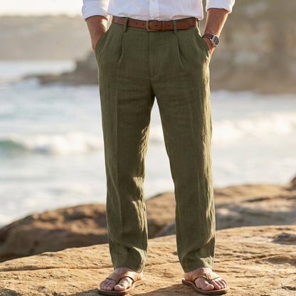 Girona Pleated Linen Trousers