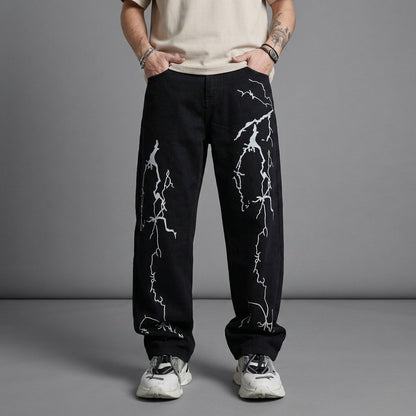 Cadaques Lightning Print Straight Jeans