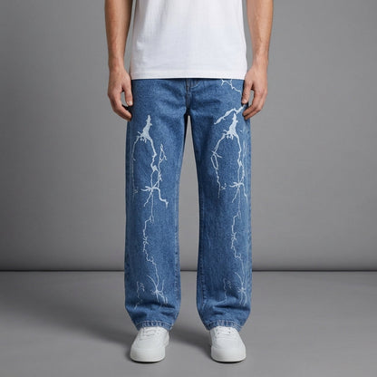 Cadaques Lightning Print Straight Jeans