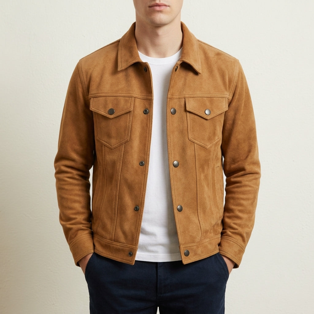 Tinos Suede Trucker Jacket