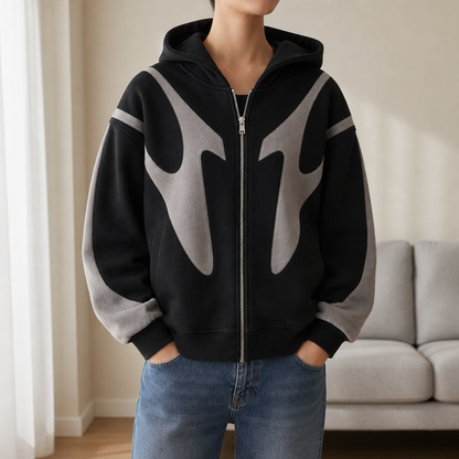 Begur Abstract Graphic Zip Hoodie