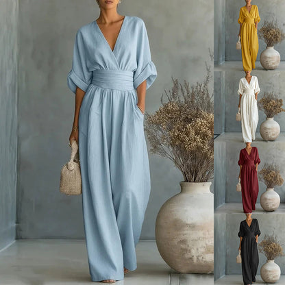 Sophia | Wide-Leg Linen Jumpsuit For Women