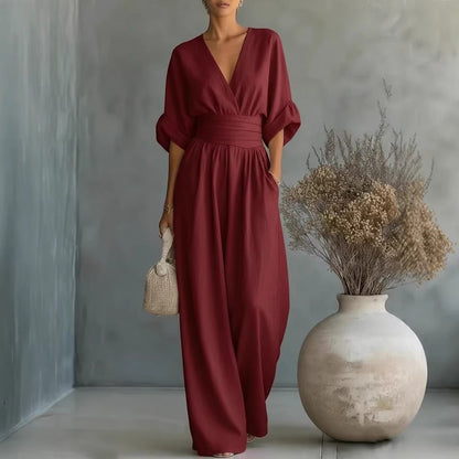 Sophia | Wide-Leg Linen Jumpsuit For Women