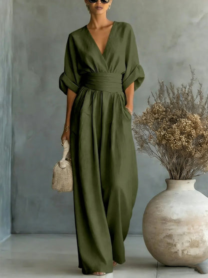Sophia | Wide-Leg Linen Jumpsuit For Women