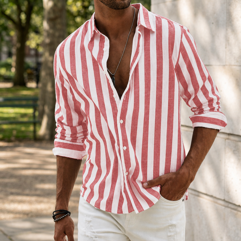 Olviera Striped Linen Button-Up