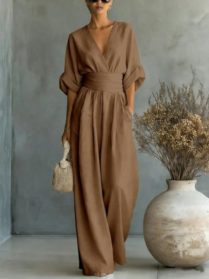 Sophia | Wide-Leg Linen Jumpsuit For Women