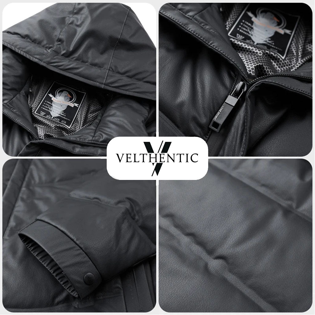 Belmont Genuine Leather Duck Down Jacket
