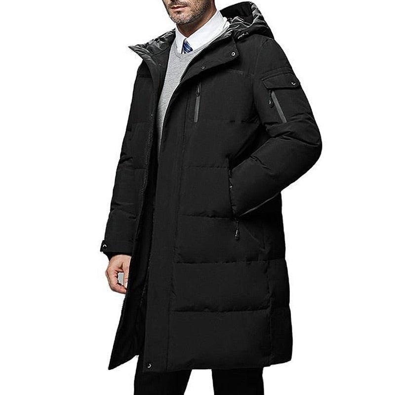 Ethan | Extra-Long Hooded Puffer Jacket with Wraparound Padding